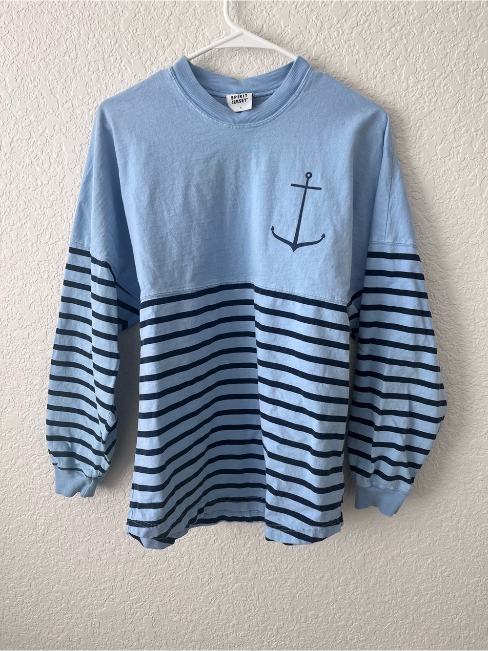Spirit Kids Light Blue & Navy Nautical Anchor Long-Sleeve Tee